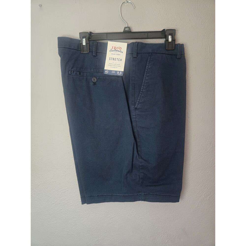 IZOD Men's Size 40 Saltwater Stretch Chino Shorts 9.5-inch Inseam Blue